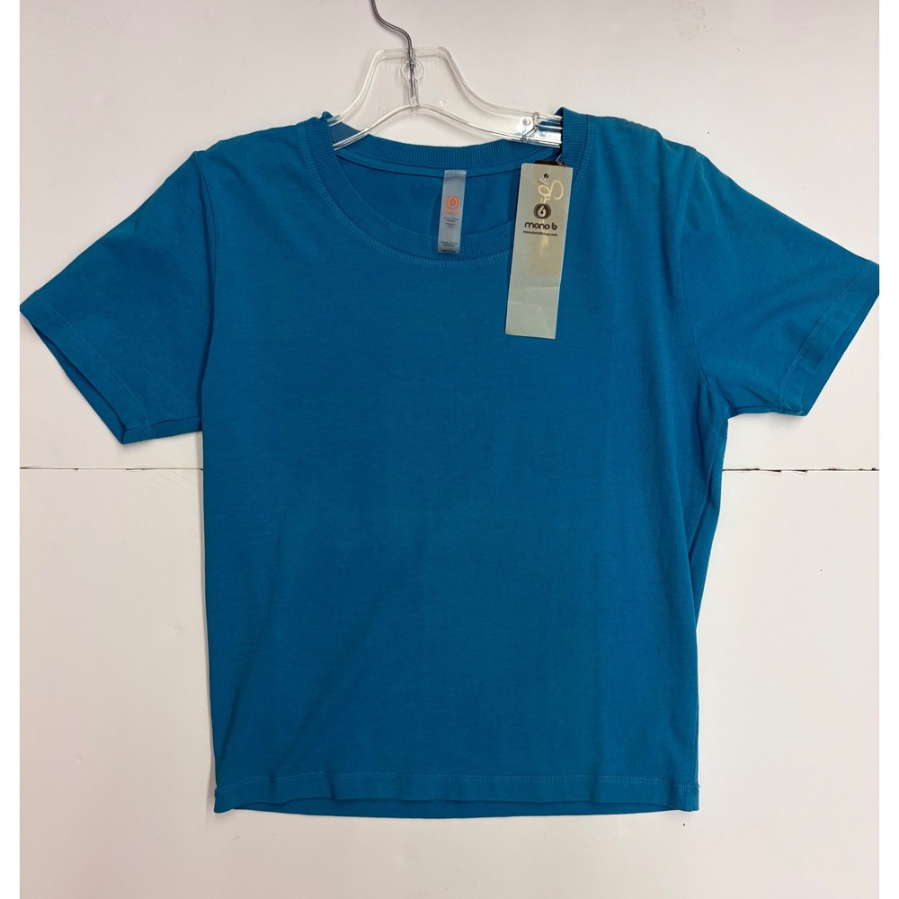 Mono B Teal Blue Pima Cotton Blend Short Sleeve Crew Neck Tee Shirt KTZ12387 L